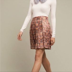 NWOT Anthropologie Maeve “Rosia” Pleated Floral Metallic Brocade Skirt